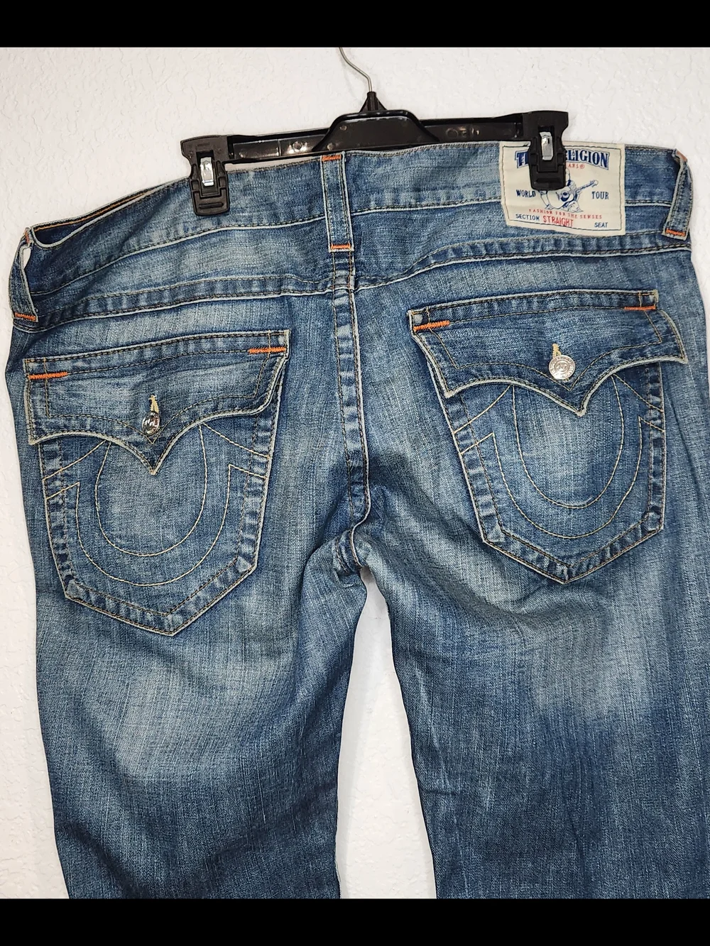 True Religion Men's Faded Blue Straight Jeans